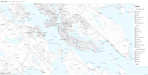 Översikt på Port Map Luleå, den interaktiva kartan